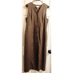 Talbot's Brown Long Wool Sleevless Dress Sz 10